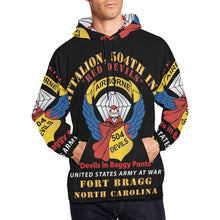 Load image into Gallery viewer, Men's All Over Print Hoodie (USA Size) (Model H13) - Army - 1st Battalion, 504th Infantry Regiment - Red Devils - FBNC