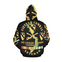 Load image into Gallery viewer, Men's All Over Print Hoodie (USA Size) (Model H13) - Vietnam Combat Veteran w 1st Cav DUI X 300
