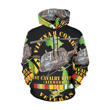 Load image into Gallery viewer, Men's All Over Print Hoodie (USA Size) (Model H13) - Vietnam Combat Cavalry Veteran w 1st Cav Div SSI Big Helo
