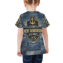 Load image into Gallery viewer, Little Kids' All Over Print Crew Neck T-Shirt - Young Patriot - Navy Little Kids