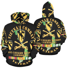 Load image into Gallery viewer, Men's All Over Print Hoodie (USA Size) (Model H13) - Vietnam Combat Veteran w 1st Cav DUI X 300