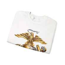 Load image into Gallery viewer, Crewneck Sweatshirt — Gold Eagle Globe & Anchor Graphic (Semper Fidelis)