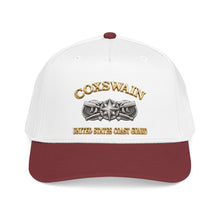 Load image into Gallery viewer, Mid Profile Baseball Cap - USCG - Coxswain w txt - Gold - 3D - Enhanced