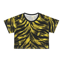 Load image into Gallery viewer, All-Over Print Beach & Festival Crop Tee - Metallic yellow tiger-stripe
