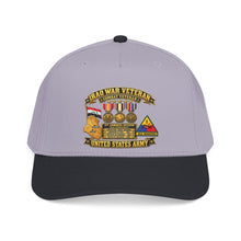 Load image into Gallery viewer, Mid Profile Baseball Cap - Army - Iraq War Veteran - Ribbon Bar - Map - SSI - 1st Armored Division - 3D - Enhanced