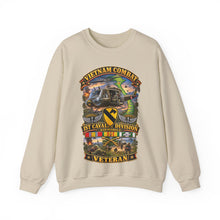 Load image into Gallery viewer, Crewneck Sweatshirt - Army - Vietnam Combat Cavalry Veteran w 1st Cav Diva SSI Big Helo - 3D - Enhanced