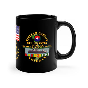 11oz Black Mug - Army - 9th Infantry Division - Vietnam Veteran - Mobile Riverine