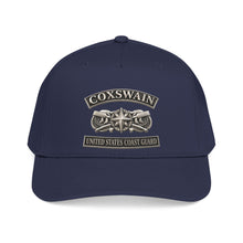 Load image into Gallery viewer, Mid Profile Baseball Cap - USCG - Coxswain w txt - Silver - 3D - Enhanced