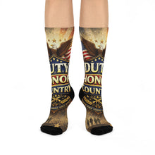 Load image into Gallery viewer, Proud to Serve 'Duty Honor Country' Cushioned Crew Socks