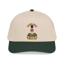 Load image into Gallery viewer, Mid Profile Baseball Cap - Vietnam War Purple Heart Medal w VN SVC - with Vietnam Scene - 3D - Transparent