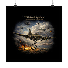 Load image into Gallery viewer, 775th Bomb Squadron Matte Poster — 'Bomb Run' Vintage WWII Aviation Print