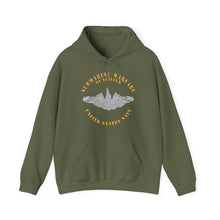 Load image into Gallery viewer, Unisex Heavy Blend™ Hooded Sweatshirt - Navy - Submarine Badge - Silver - Qualified