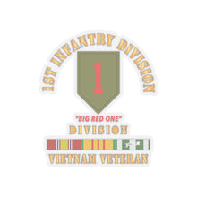 Load image into Gallery viewer, Kiss-Cut Stickers - Army - SSI - 1st Infantry Division - Big Red One - Vietnam Veteran w VN SVC Bar X 300