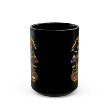 Load image into Gallery viewer, Black Mug (15oz) - Army - Cold War Vet - 3rd Armored Division - Gelnhausen, Germany - M60A3 Tank - Spearhead w Fire - 3D - Enhanced