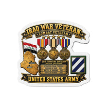 Load image into Gallery viewer, Die-Cut Magnet - Army - Iraq War Veteran - Ribbon Bar - Map - SSI - 3rd Infantry Division - 3D - Enhanced