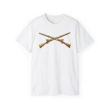 Load image into Gallery viewer, Unisex Ultra Cotton Tee - Army - Infantry Branch Insignia - no text - Gold - 3D - Enhanced