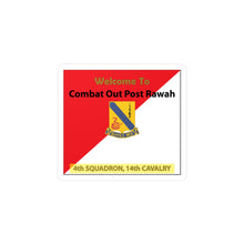 Load image into Gallery viewer, Kiss-Cut Vinyl Decals - Army - 4th Squadron, 14th Cavalry Regiment - Welcome to COP Rawah X 300