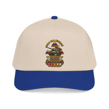 Load image into Gallery viewer, Mid Profile Baseball Cap - Army - Cold War Vet - 3rd Armored Division - Gelnhausen, Germany - M60A3 Tank - Spearhead w Fire - 3D - Enhanced