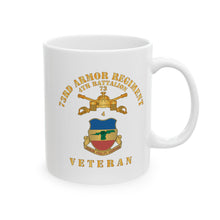 Load image into Gallery viewer, White Ceramic Mug, (11oz, 15oz) - 4th Battalion 73rd Armor Regiment - Veteran W DUI wo At War - Br X 300