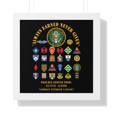 Load image into Gallery viewer, Honorable Veteran Framed Poster, Military Wall Art, Retirement Gift, Veteran's Day Decor, Personalized Military Tribute - Combat Veteran - 11B40X - Retired Army with Multi Units