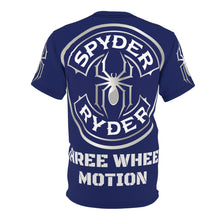 Load image into Gallery viewer, Unisex Cut & Sew Tee (AOP) - Spyder Ryder - Three Wheel Motion - Royal Dark Blue
