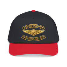 Load image into Gallery viewer, Mid Profile Baseball Cap - USCG - Aviation Rescue Swimmer w txt - 3D - Enhanced