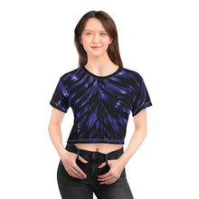 Load image into Gallery viewer, All-Over Print Beach & Festival Crop Tee - Futuristic zebra with neon glow
