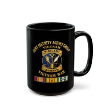 Load image into Gallery viewer, Black Mug (15oz) - Army - Army Security Agency Group DUI - w SVC Ribbons - 3D - Enhanced