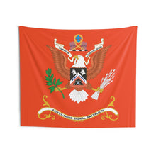 Load image into Gallery viewer, Indoor Wall Tapestries - 43rd Signal Battalion - TEAMWORK STRENGTH SPEED, Battalion Colors Tapestry