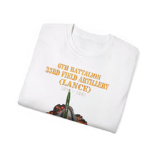 Load image into Gallery viewer, Unisex Ultra Cotton Tee - Field Artillery - 6th Bn, 33rd Field Artillery, Ft Sill, OK LANCE Firing - 1975-1981 X 300