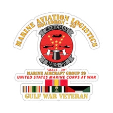 Load image into Gallery viewer, Kiss-Cut Stickers - USMC - Marine Aviation Logistics Squadron 39 - MALS 39 - Magicians - Gulf War Vet w SVC