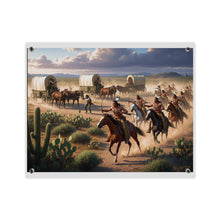 Load image into Gallery viewer, Acrylic Wall Art Panel - Apache Indians attacking a wagon train