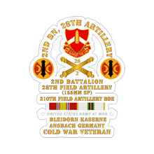 Load image into Gallery viewer, Kiss-Cut Stickers - Army - 2nd Bn 28th Artillery - 210th FA Bde - Ansbach Germany w COLD SVC