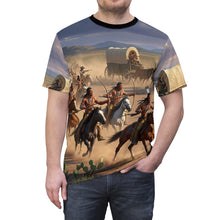 Load image into Gallery viewer, Unisex Tee - Indians Attacking a Wagon Train AOP Shirt