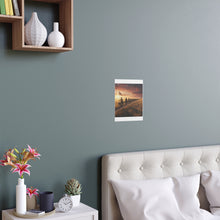 Load image into Gallery viewer, Indoor and Outdoor Silk Posters - E Company 25th Infantry Buffalo Soldiers Bicycle Corps with Guidon on the Prairie at Sunset