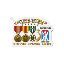 Load image into Gallery viewer, Die-Cut Magnet - Army - Vietnam Vet - w Medals - VN - 11th Infantry Brigade (Light) - 3D Enhanced X 300