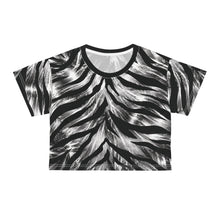 Load image into Gallery viewer, All-Over Print Beach & Festival Crop Tee - Swirling zebra stripes with metallic sheen
