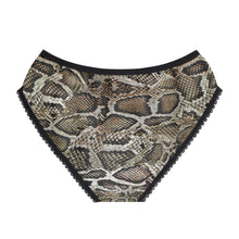Load image into Gallery viewer, Stylish Women's Briefs with Snake Print, Trendy Underwear, Comfortable Lingerie -Brown snake skin