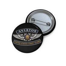 Load image into Gallery viewer, Custom Pin Buttons - USCG - Aviator Badge - Auxiliary w txt - 3D - Enhanced