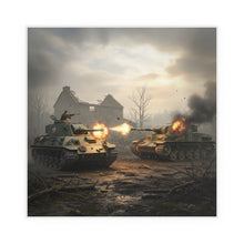 Load image into Gallery viewer, Indoor and Outdoor Silk Posters - M10 Wolverine battles German Panzer Tank WWII