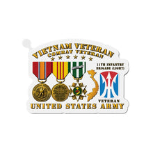 Load image into Gallery viewer, Die-Cut Magnet - Army - Vietnam Vet - w Medals - VN - 11th Infantry Brigade (Light) - 3D Enhanced X 300