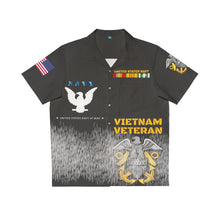 Load image into Gallery viewer, Men's Shirt (AOP) - Navy at War - Combat Veteran - Vietnam War with Vietnam Service Ribbons