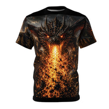 Load image into Gallery viewer, Dragon Fire All-Over Print Tee — Medieval Dragon Graphic Shirt