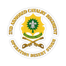 Load image into Gallery viewer, Kiss-Cut Stickers - Army - 2nd Armored Cavalry Regiment DUI - Red White - Operation Desert Storm