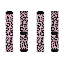 Load image into Gallery viewer, Sublimation Socks - Leopard Camouflage - Baby Pink - Black