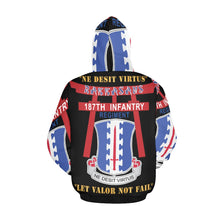 Load image into Gallery viewer, Men's All Over Print Hoodie (USA Size) (Model H13) - 187th Infantry Regiment - Torii, Rakkasans, Let Valor Not Fail, English, Latin