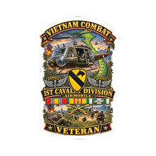 Load image into Gallery viewer, Kiss-Cut Stickers - Army - Vietnam Combat Cavalry Veteran w 1st Cav Div SSI Big Helo - 3D - Enhanced