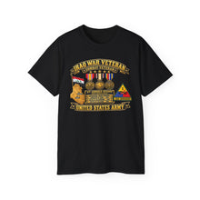 Load image into Gallery viewer, Unisex Ultra Cotton Tee - Army - Iraq War Veteran - Ribbon Bar - Map - SSI - 1st Armored Division - 3D - Enhanced