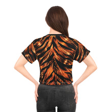 Load image into Gallery viewer, All-Over Print Beach & Festival Crop Tee - Fiery orange tiger-stripe