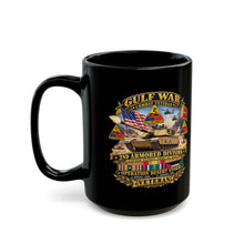 Load image into Gallery viewer, Black Mug (15oz) - Army - Desert Storm - 2nd Armored Div - Combat Vereran Veteran w GULF SVC - 3D - Enhanced